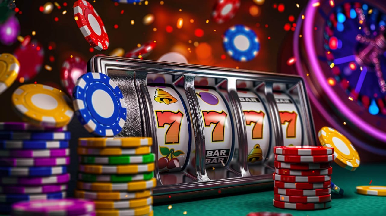 নিয়ন আলোয় ক্যাসিনো কার্ড গেমস টেবিল